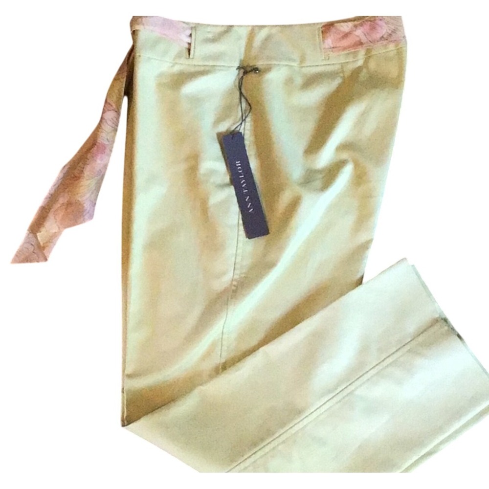 Ann Taylor Hampton Fit Trousers Pants Career‎ Dressy light green Floral Belt